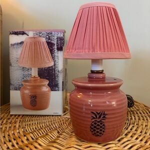 80’s Vintage Pink Pineapple Hand-Painted Ceramic Mini Lamp